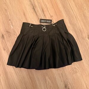 Current Mood Black Circle Skater Mini Skirt with Ring Hardware